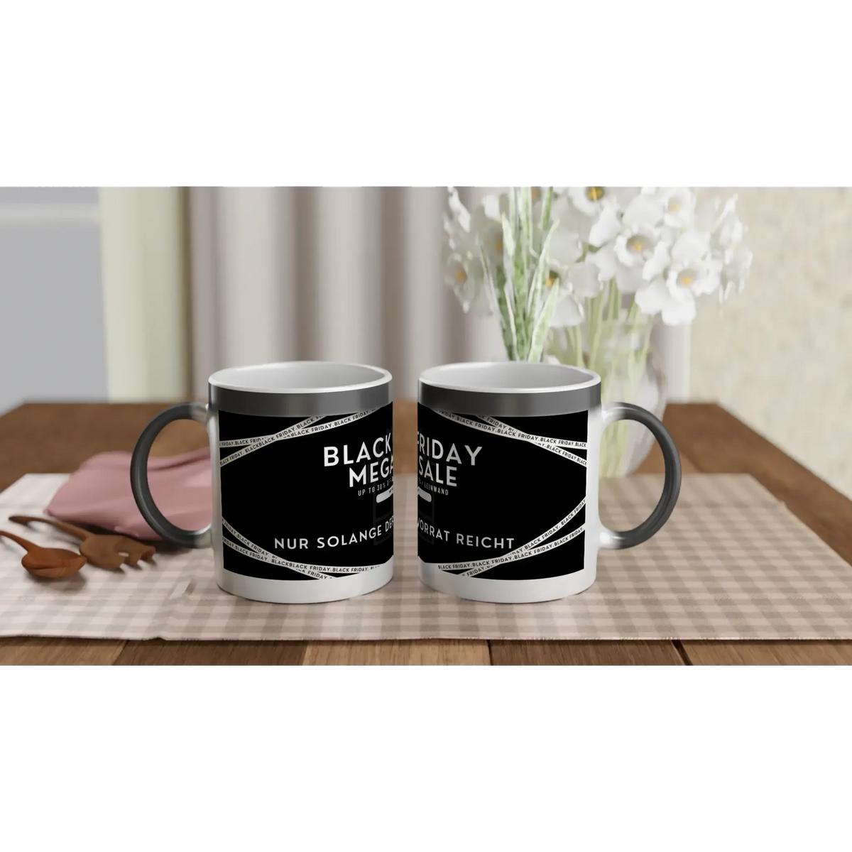 Personalisiert bedruckte Tasse – Magischer Farbwechsel 12 oz ≈ 355 ml Black Friday Spezial – weiße Fototasse aus Keramik für Kaffee oder Tee