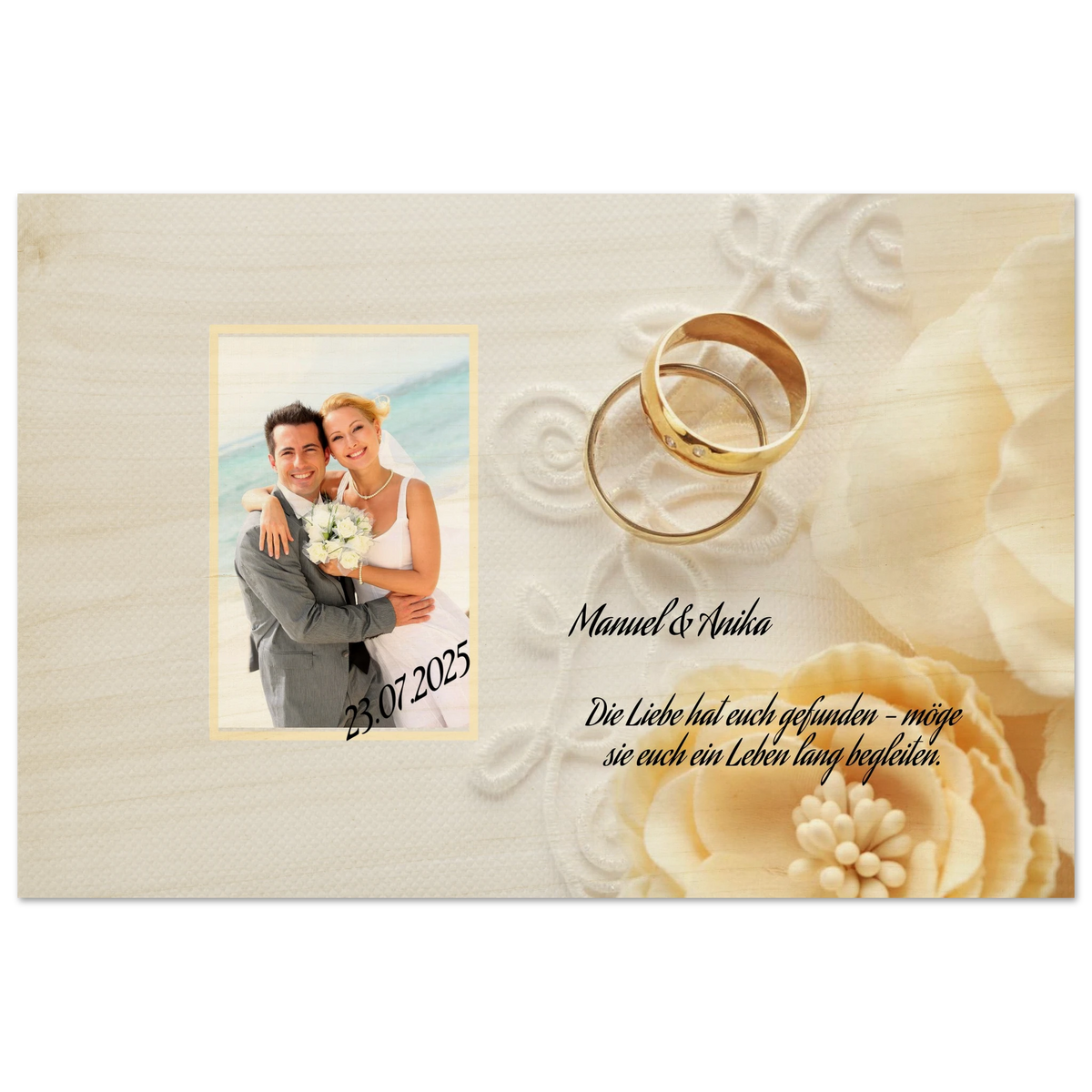 Persönliches Geschenk zur Hochzeit Holzdruck in 2 Stärken – Kunstdruck auf Holz für eine natürliche Raumgestaltung