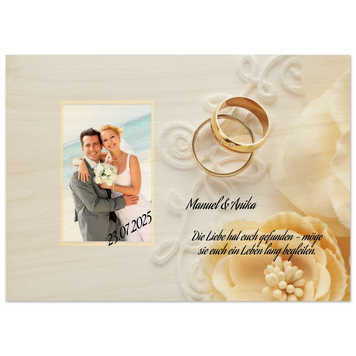Persönliches Geschenk zur Hochzeit Holzdruck in 2 Stärken – Holzbild mit dekorativer Motivgestaltung