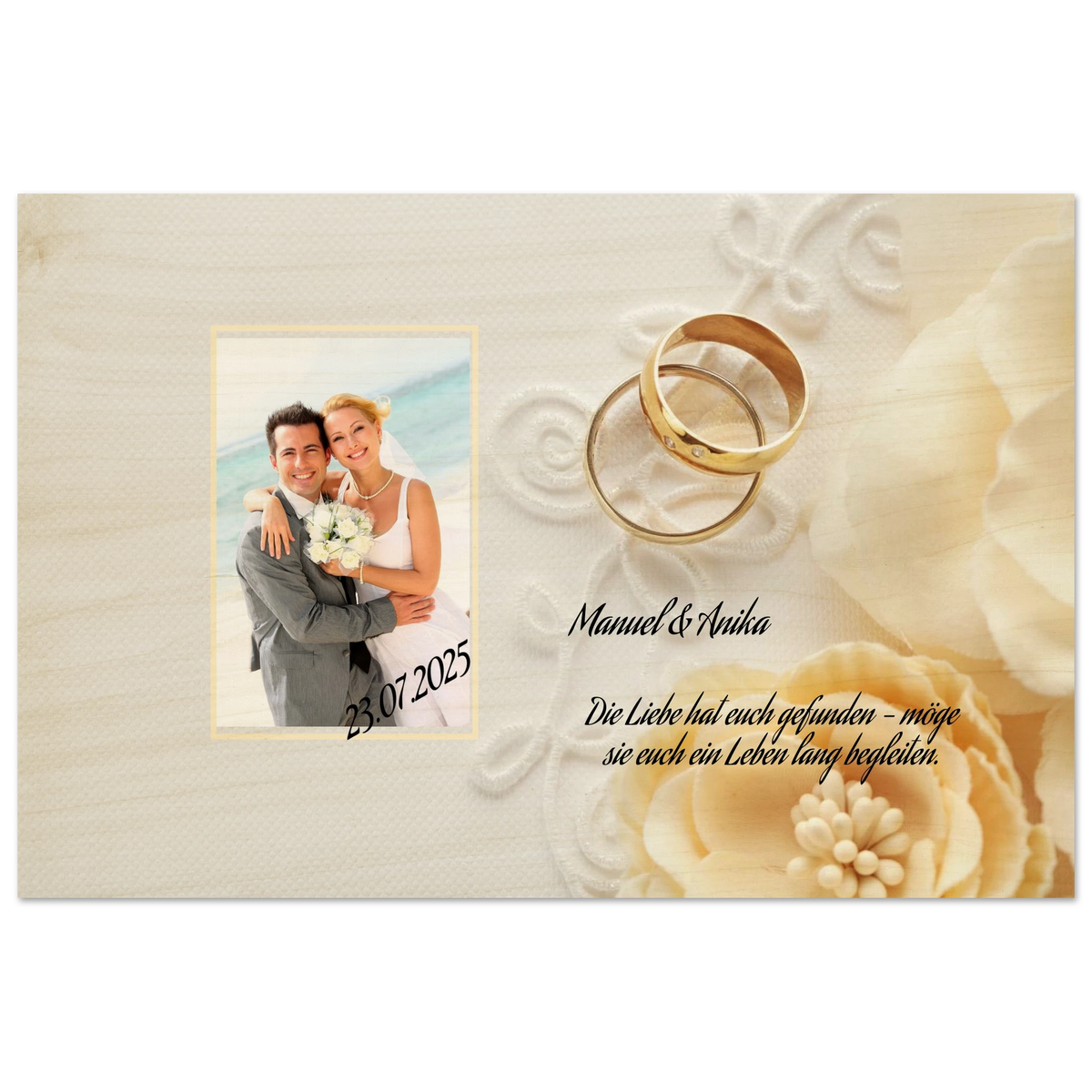 Persönliches Geschenk zur Hochzeit Holzdruck in 2 Stärken – Wandbild auf Holz mit natürlicher Materialwirkung