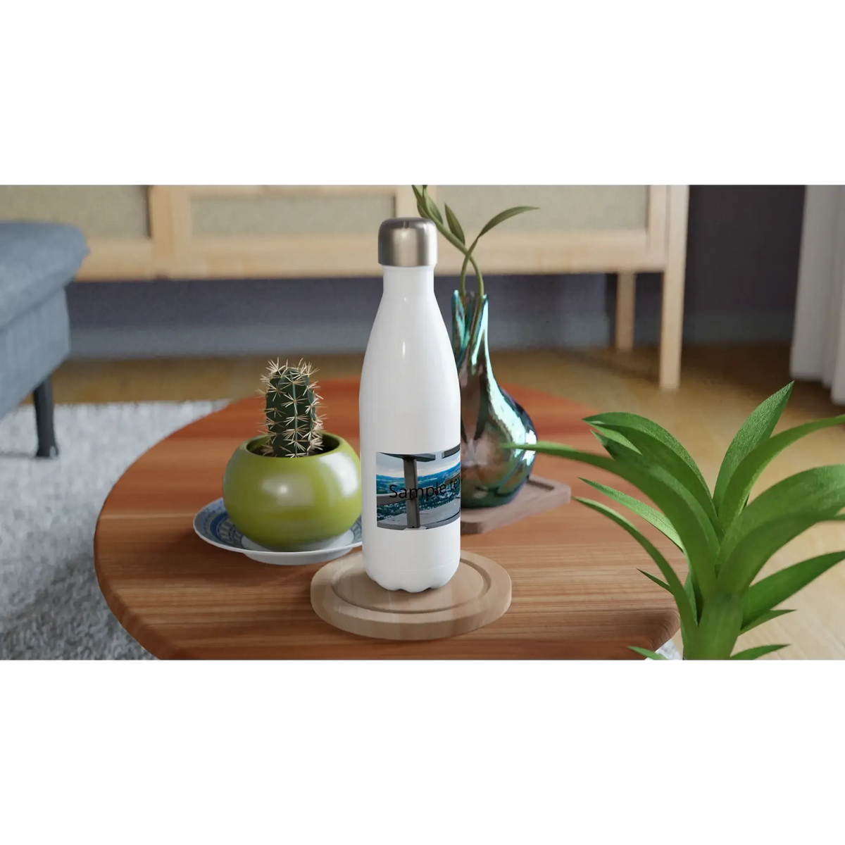 Personalisierte Weiße Edelstahlflasche mit Namen & Foto – 17oz Sportflasche für – individuell gestaltbare Flasche mit Foto oder Spruch