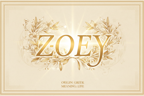 Bild zum namen zoey ein goldener schriftzug auf pastell