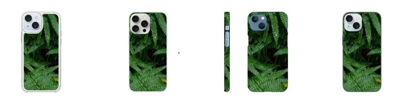 Personalisierte Handyhüllen mit einem lebendigen Grünton, gestaltet mit einem Blattmuster, passend für iPhone und Samsung.