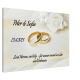 Romantische Dekoration mit emotionaler Tiefe. Personalisiertes Geschenk zur Hochzeit – Kunstdruck auf Leinwand für Ihr Zuhause: ideal als persönliches Geschenk. Ideal für frisch Vermählte und verliebte Paare.