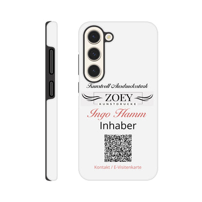 Dekoration mit Charakter. Hartschalen Phone Case für Samsung – QR-Code Visitenkarte: passt in jedes Ambiente. Schlicht, elegant und wirkungsvoll.