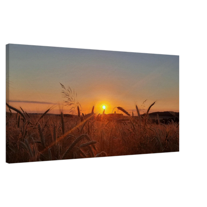 Dekoration mit Charakter. Landschaftsbild Kunstdruck auf Leinwand – Abendsonne Westerwald: für stilvolle Raumgestaltung. Eine besondere Bereicherung für jeden Raum.
