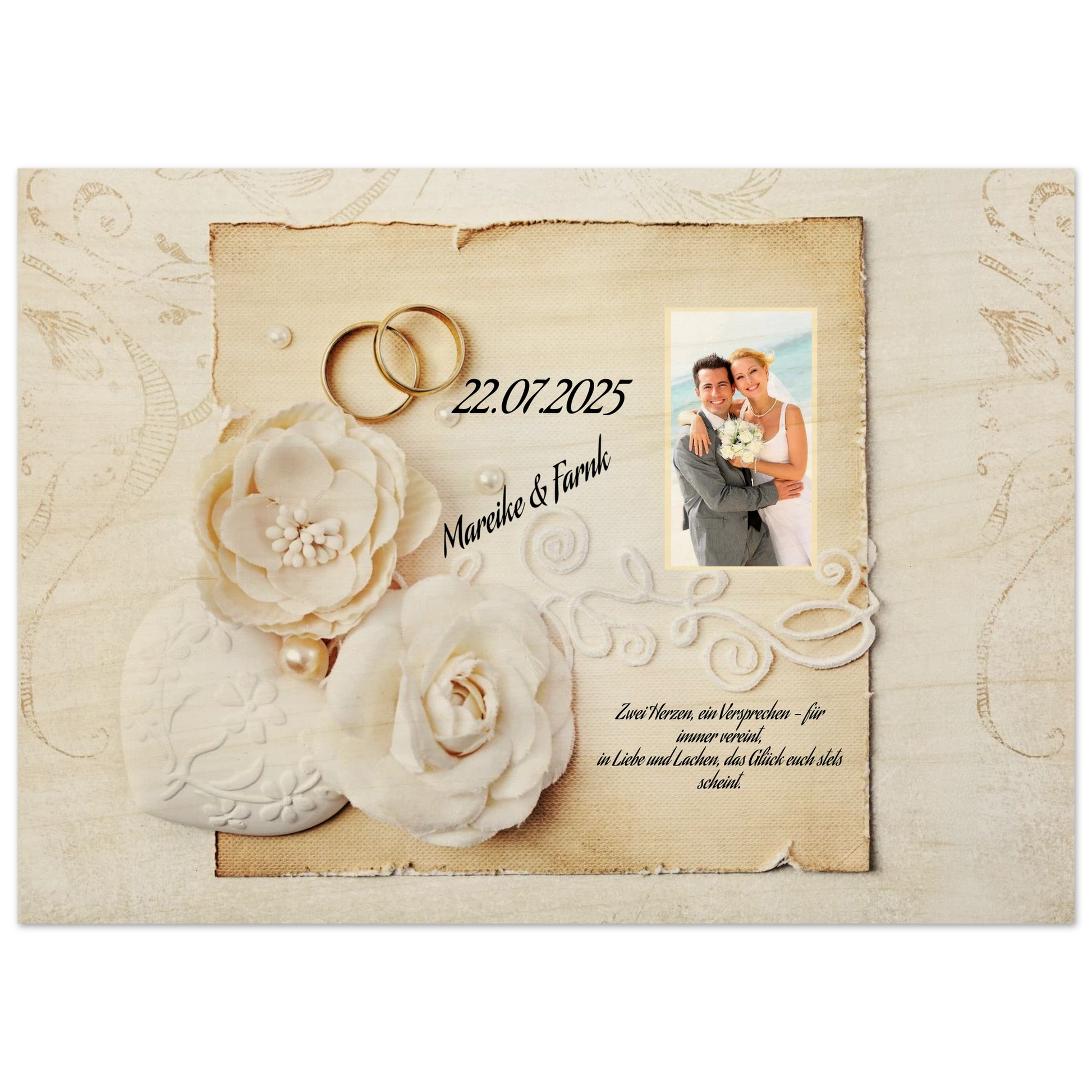 Für ewige Momente voller Liebe. Geschenk zur Hochzeit - Hochwertiger Holzdruck aus Birkenholz für rustikale Wandkunst: symbolisiert Liebe und Zusammenhalt. Ideal für frisch Vermählte und verliebte Paare.
