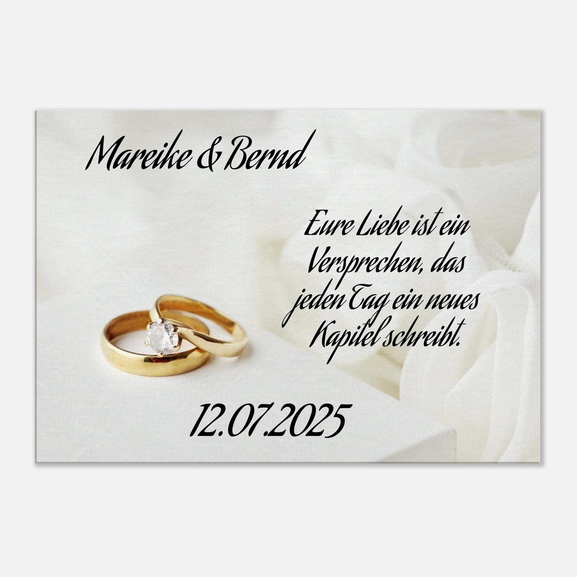Romantische Dekoration mit emotionaler Tiefe. Personalisierte Hochzeits-Leinwand – Zeitloser Kunstdruck: symbolisiert Liebe und Zusammenhalt. Ein bleibendes Andenken an einen einmaligen Tag.