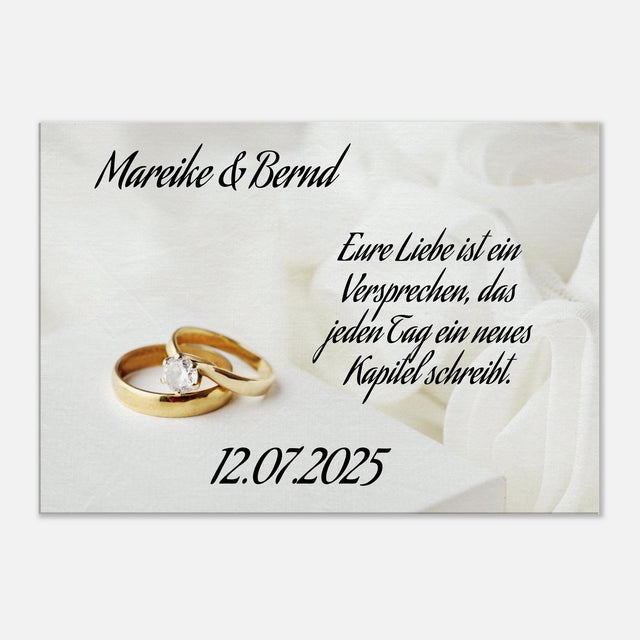 Einzigartige Erinnerung an einen besonderen Tag. Personalisierte Hochzeits-Leinwand – Zeitloser Kunstdruck: ideal als persönliches Geschenk. Ein bleibendes Andenken an einen einmaligen Tag.