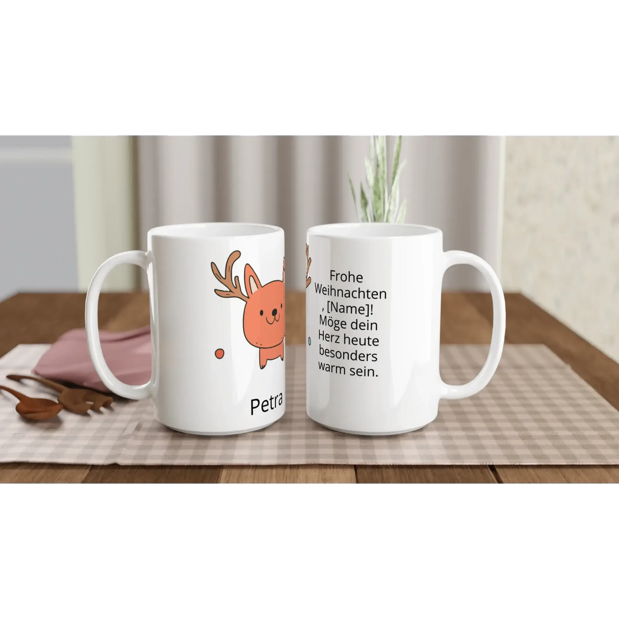 Liebevoll gestaltete personalisierte Tasse. Tasse mit Weihnachtsmotiv personalisierbar: ideal für Büro, Homeoffice oder Zuhause. Ein besonderer Genuss für Kaffee- oder Teeliebhaber.