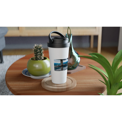 White 15oz Stainless Steel Travel Mug - Zoey Kunstdrucke