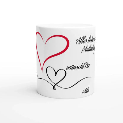 Liebevoll gestaltete personalisierte Tasse. Weiße Keramiktasse 11oz mit Farbe an der Innenseite: ideal für Büro, Homeoffice oder Zuhause. Perfekt als Geschenk für jeden Anlass.