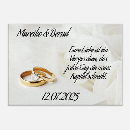 Festgehaltene Gefühle zur Hochzeit. Personalisierte Hochzeits-Leinwand – Zeitloser Kunstdruck: ideal als persönliches Geschenk. Ein bleibendes Andenken an einen einmaligen Tag.