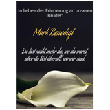 Stimmungsvolle Wandkunst für stilvolle Räume. Trauerspruch Bruder- Dankeskarte handgemacht als Kunstdruck: zeitlos und harmonisch. Eine besondere Bereicherung für jeden Raum.