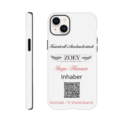Ein Ausdruck moderner Ästhetik. Hartschalen Phone Case für iPhone – QR-Code Visitenkarte: passt in jedes Ambiente. Schlicht, elegant und wirkungsvoll.