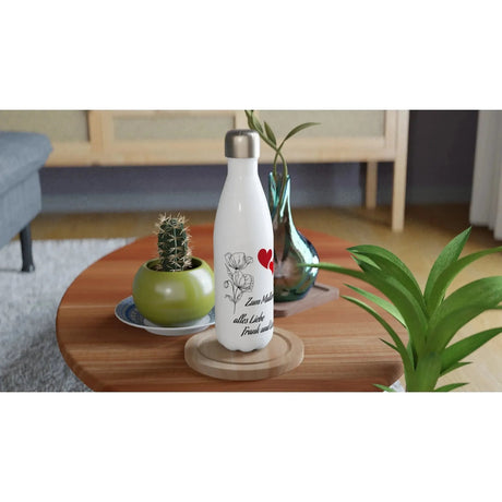 Dekoration mit Charakter. Weiße Edelstahl-Wasserflasche (17oz): zeitlos und harmonisch. Schlicht, elegant und wirkungsvoll.