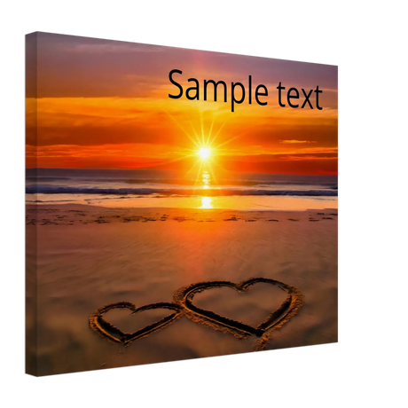 Stimmungsvolle Wandkunst für stilvolle Räume. Zwei Herzen am Strand Leinwanddruck – Romantische Dekoration für Zuhause: zeitlos und harmonisch. Schlicht, elegant und wirkungsvoll.