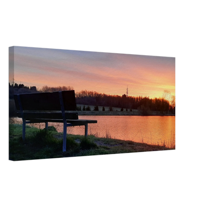 Ein Ausdruck moderner Ästhetik. Leinwandbild Sonnenuntergang am Elkenrother Weiher – Kunstdruck für Ihr Zuhause: zeitlos und harmonisch. Schlicht, elegant und wirkungsvoll.