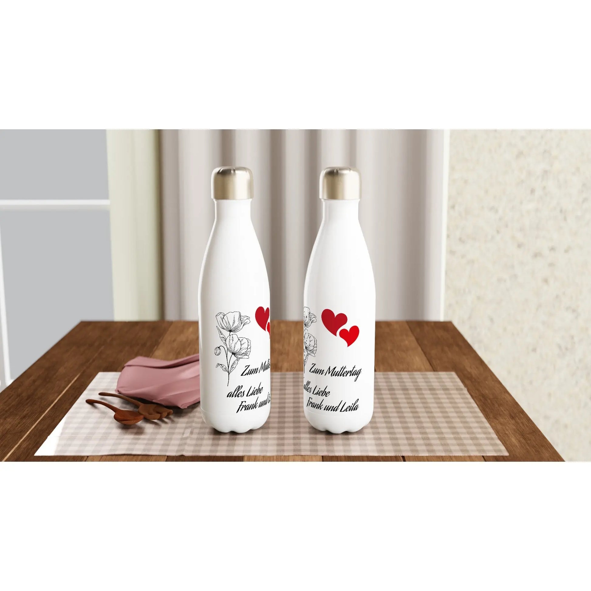 Weiße Edelstahl-Wasserflasche (17oz) - Zoey Kunstdrucke