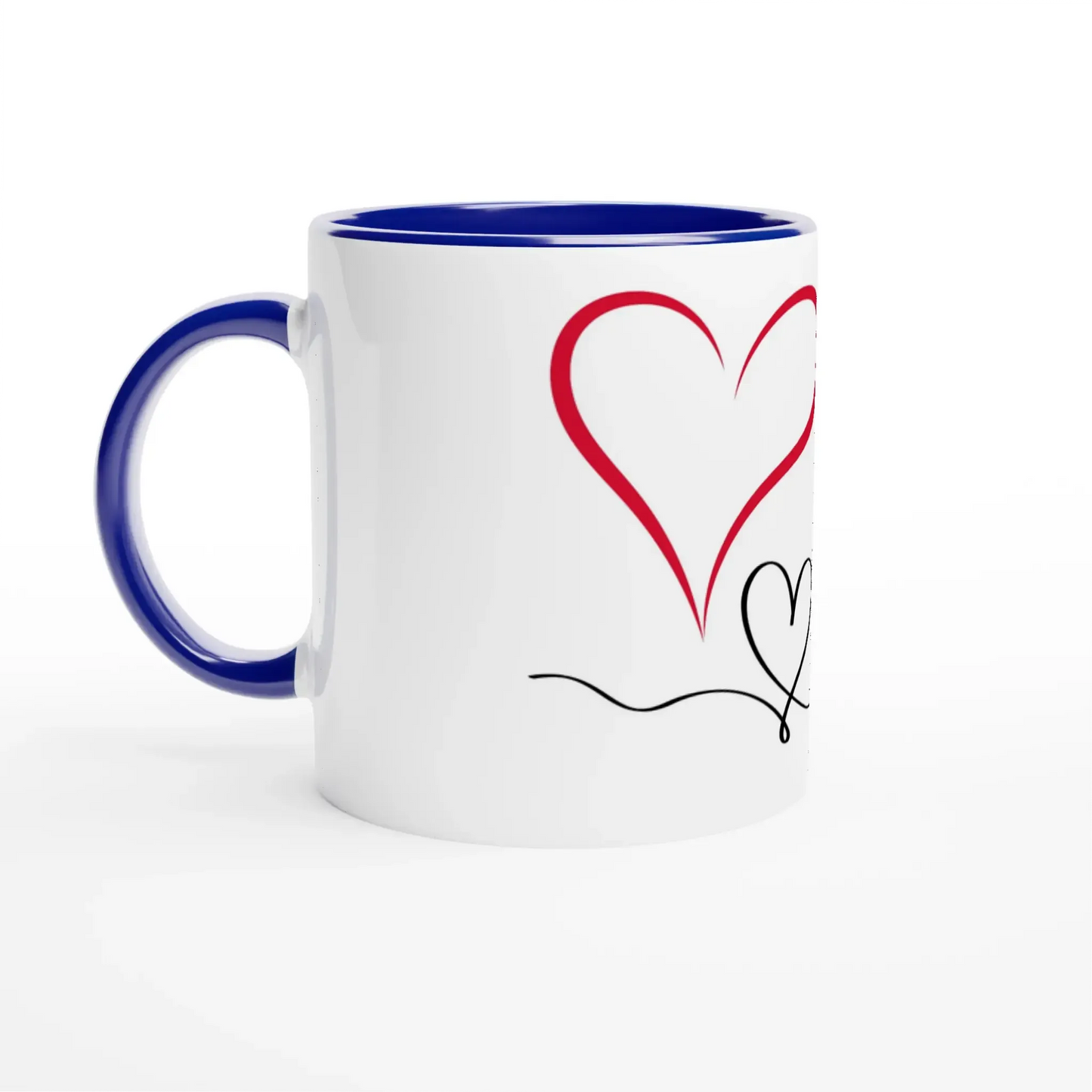 Liebevoll gestaltete personalisierte Tasse. Weiße Keramiktasse 11oz mit Farbe an der Innenseite: mit eigenem Namen, Spruch oder Foto. Perfekt als Geschenk für jeden Anlass.
