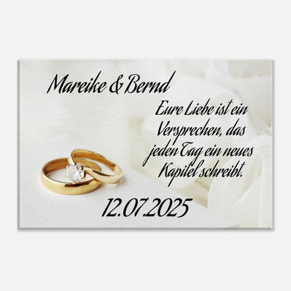 Für ewige Momente voller Liebe. Personalisierte Hochzeits-Leinwand – Zeitloser Kunstdruck: ideal als persönliches Geschenk. Eine besondere Geste mit Bedeutung.