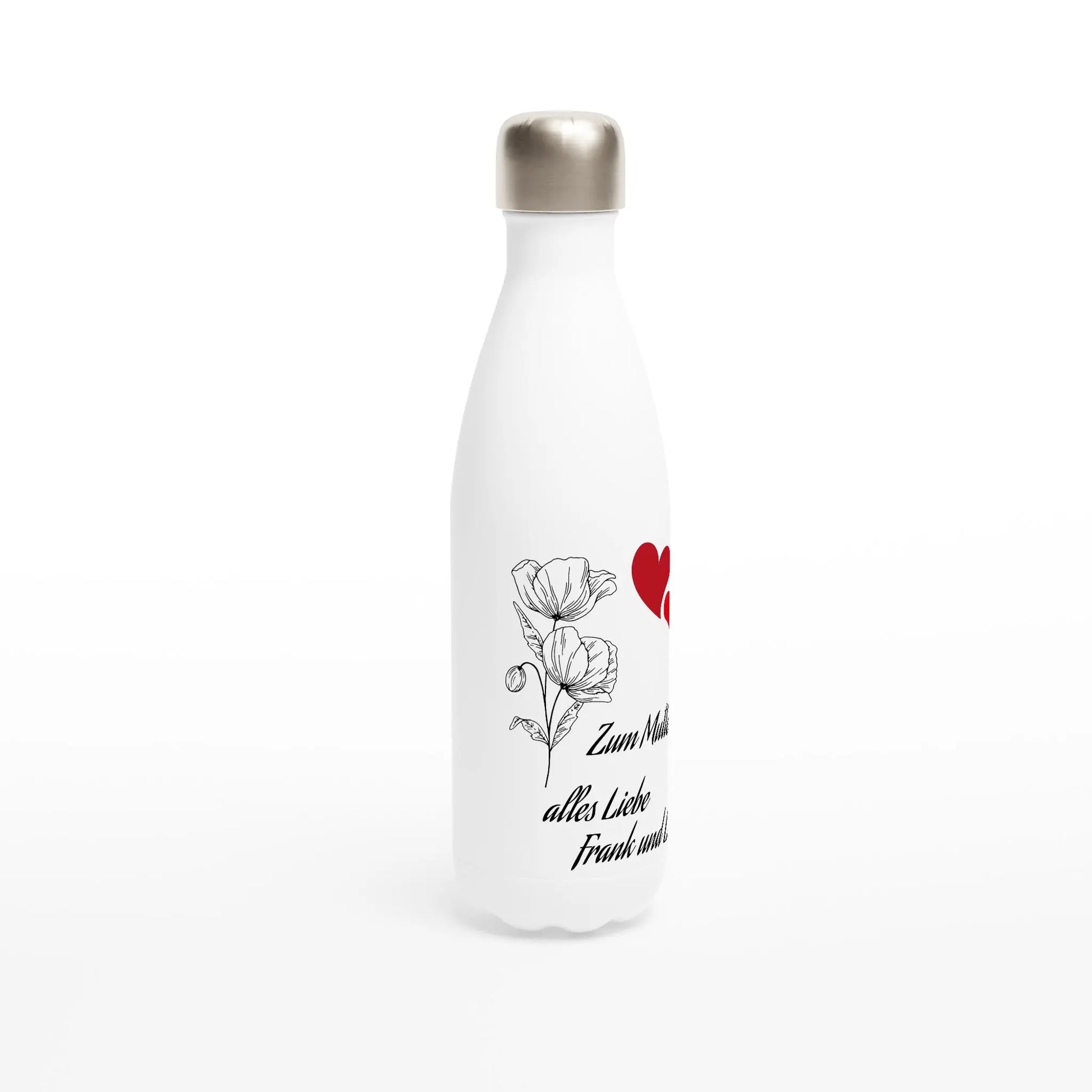 Weiße Edelstahl-Wasserflasche (17oz) - Zoey Kunstdrucke