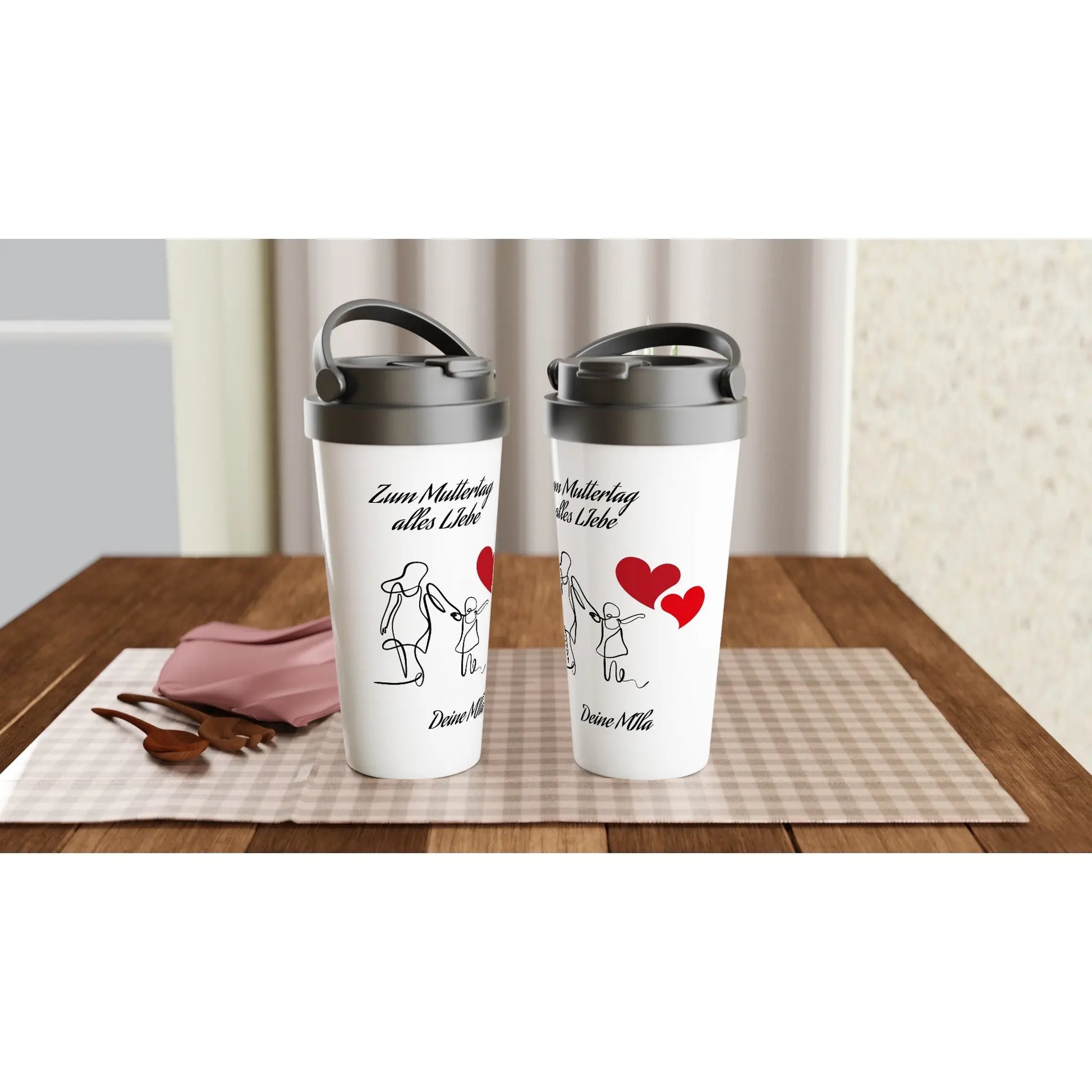 Weißer Edelstahl-Reisebecher (15oz) - Zoey Kunstdrucke