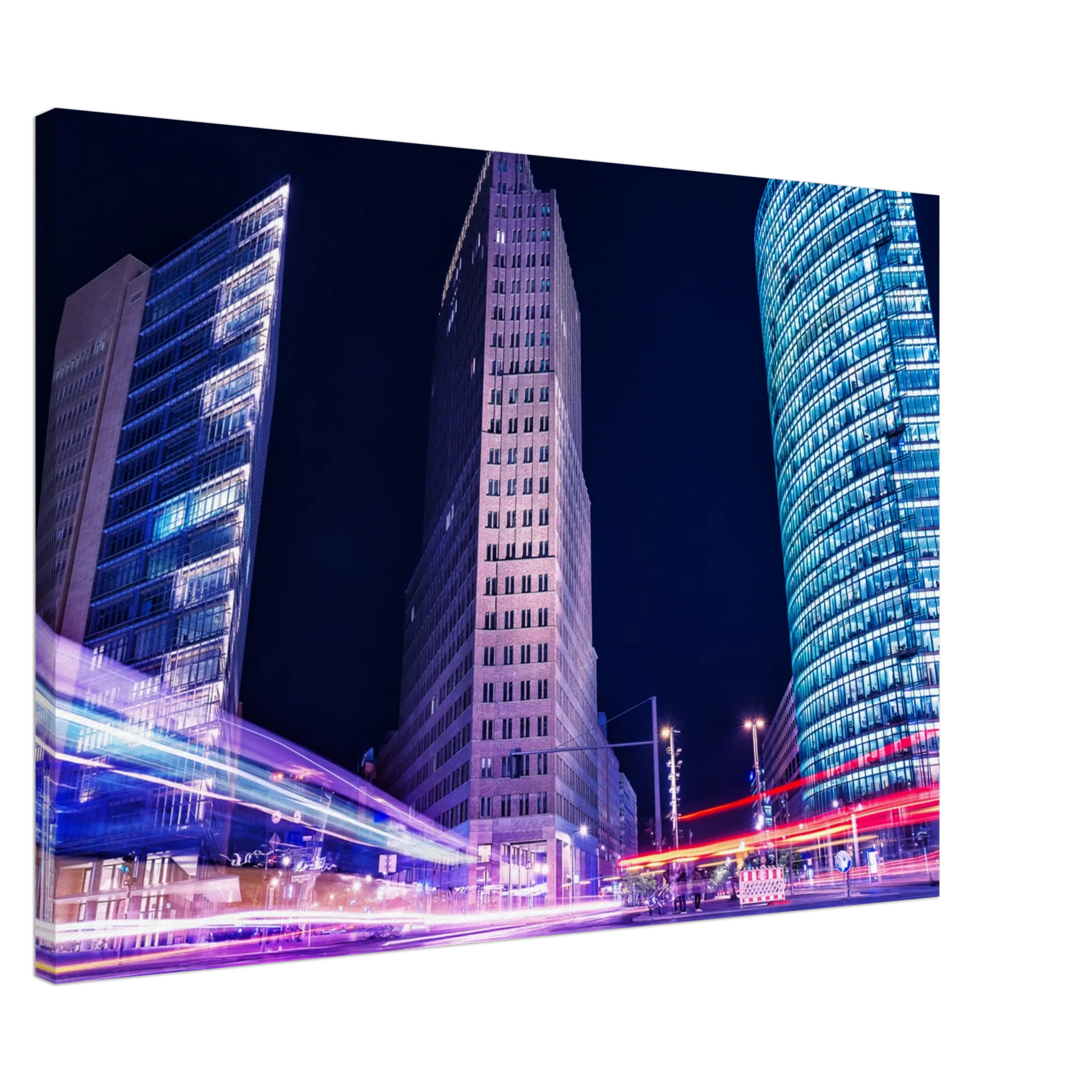 Stimmungsvolle Wandkunst für stilvolle Räume. Berlin bei Nacht Canvas Art Print – Premium Textured Wandbild: für stilvolle Raumgestaltung. Schlicht, elegant und wirkungsvoll.