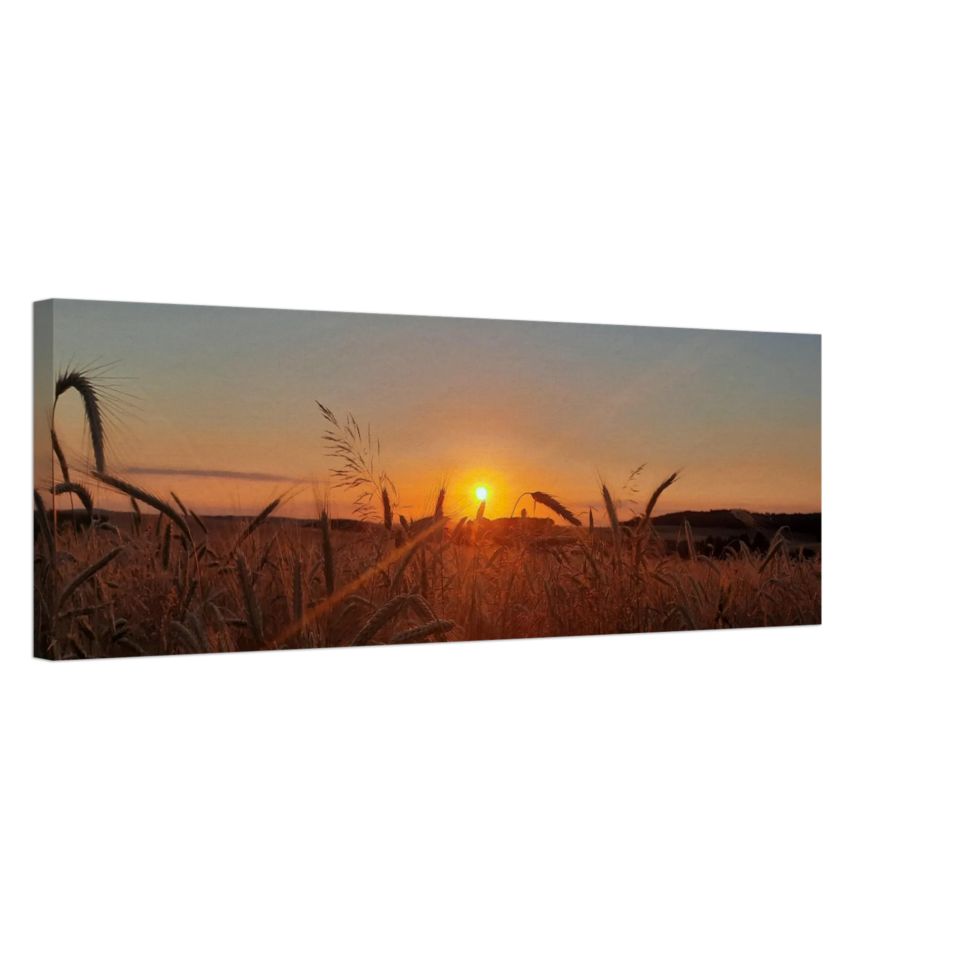 Dekoration mit Charakter. Landschaftsbild Kunstdruck auf Leinwand – Abendsonne Westerwald: für stilvolle Raumgestaltung. Schlicht, elegant und wirkungsvoll.