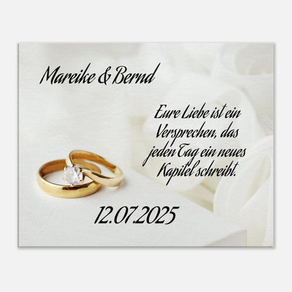 Einzigartige Erinnerung an einen besonderen Tag. Personalisierte Hochzeits-Leinwand – Zeitloser Kunstdruck: inspiriert durch echte Emotionen. Ein bleibendes Andenken an einen einmaligen Tag.