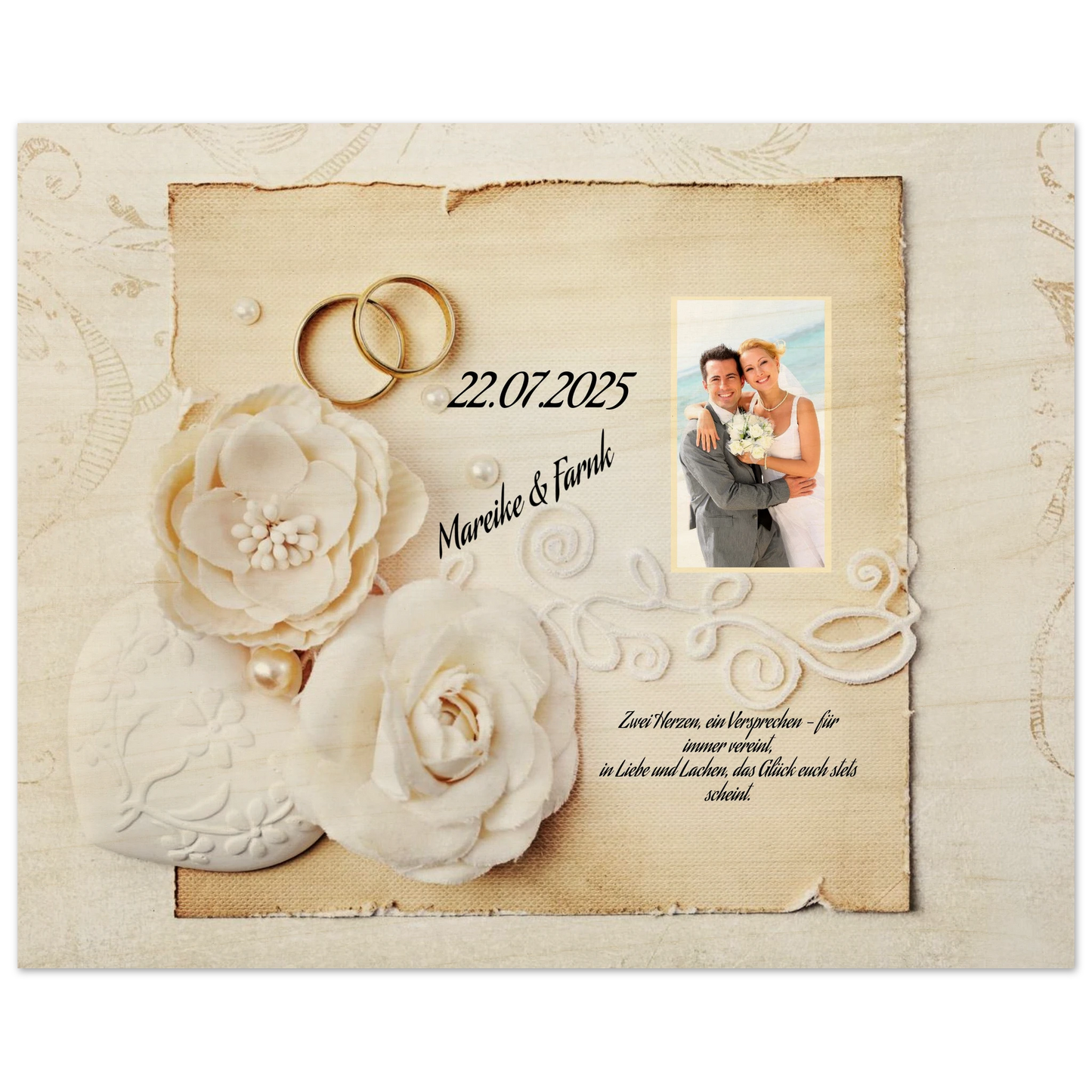 Einzigartige Erinnerung an einen besonderen Tag. Geschenk zur Hochzeit - Hochwertiger Holzdruck aus Birkenholz für rustikale Wandkunst: für einen besonderen Platz im Herzen. Eine besondere Geste mit Bedeutung.