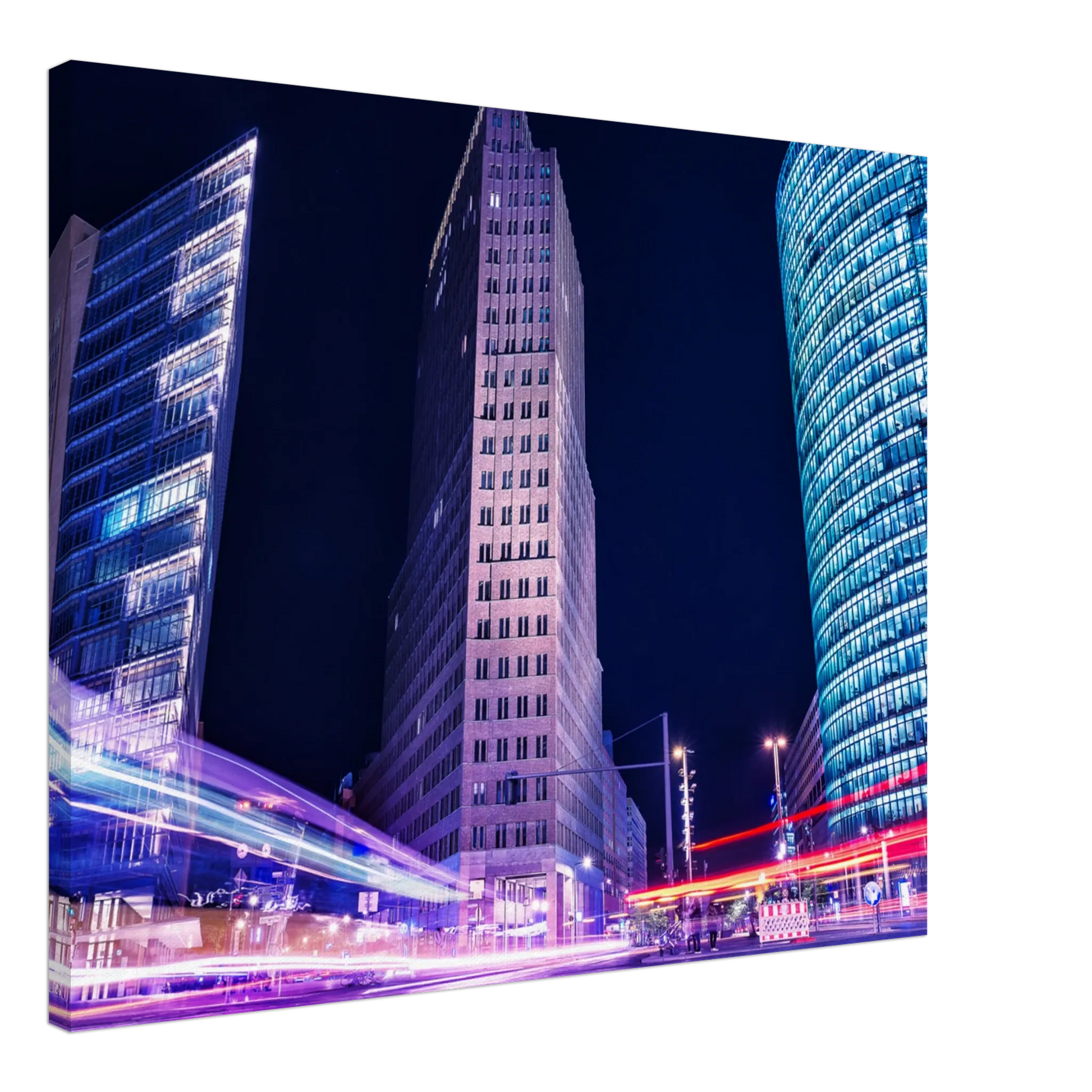 Ein Ausdruck moderner Ästhetik. Berlin bei Nacht Canvas Art Print – Premium Textured Wandbild: für stilvolle Raumgestaltung. Eine besondere Bereicherung für jeden Raum.