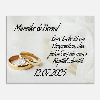 Perfektes Geschenk zur Hochzeit. Personalisierte Hochzeits-Leinwand – Zeitloser Kunstdruck: zeitlos und liebevoll gestaltet. Eine besondere Geste mit Bedeutung.