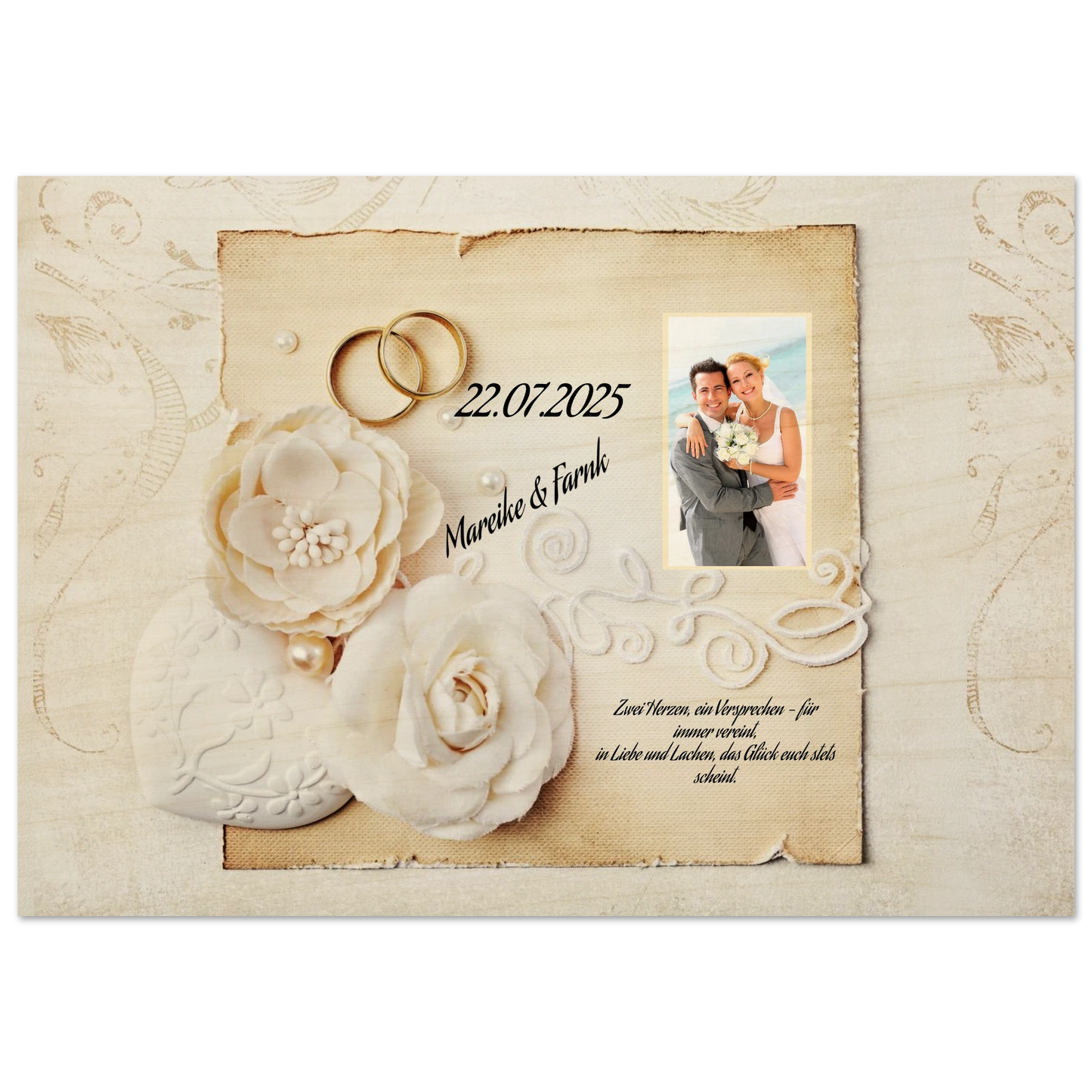 Romantische Dekoration mit emotionaler Tiefe. Geschenk zur Hochzeit - Hochwertiger Holzdruck aus Birkenholz für rustikale Wandkunst: inspiriert durch echte Emotionen. Eine besondere Geste mit Bedeutung.