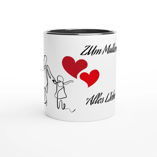 Weiße Keramiktasse 11oz mit Farbe an der Innenseite - Zoey Kunstdrucke