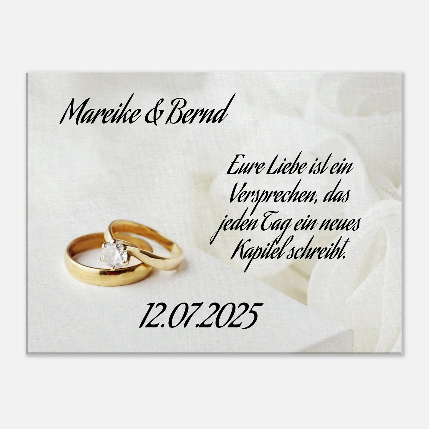 Romantische Dekoration mit emotionaler Tiefe. Personalisierte Hochzeits-Leinwand – Zeitloser Kunstdruck: inspiriert durch echte Emotionen. Ein bleibendes Andenken an einen einmaligen Tag.