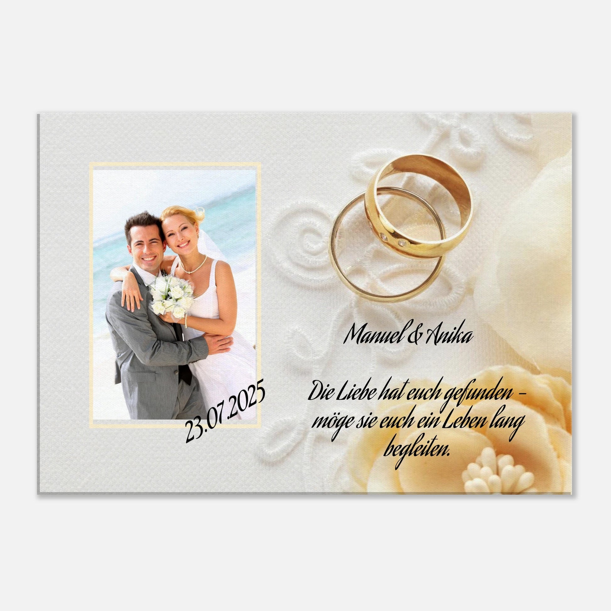 Dekoration mit Charakter. perfekte Geschenkidee Hochzeit - Leinwanddruck personalisierbar: zeitlos und harmonisch. Schlicht, elegant und wirkungsvoll.