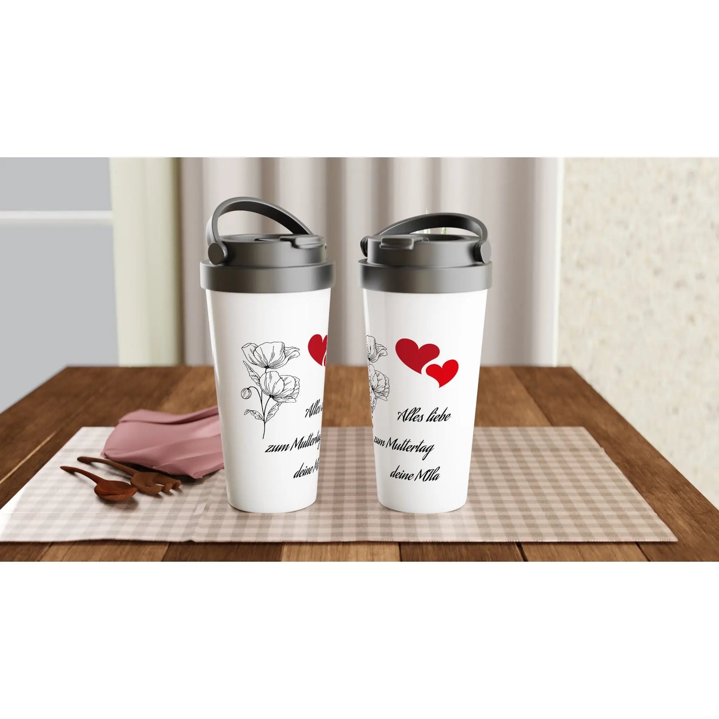 Weißer Edelstahl-Reisebecher (15oz) - Zoey Kunstdrucke