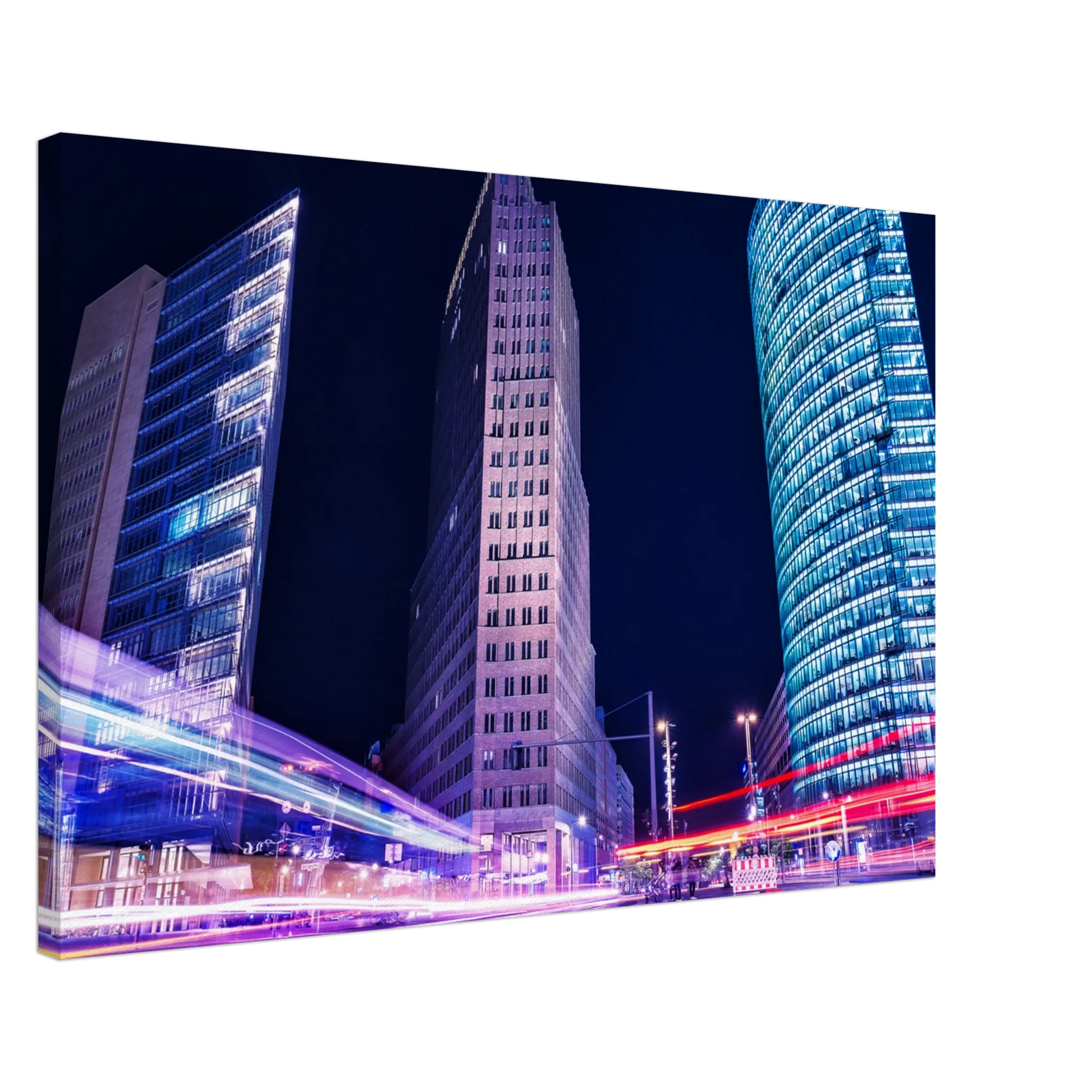 Stimmungsvolle Wandkunst für stilvolle Räume. Berlin bei Nacht Canvas Art Print – Premium Textured Wandbild: passt in jedes Ambiente. Schlicht, elegant und wirkungsvoll.