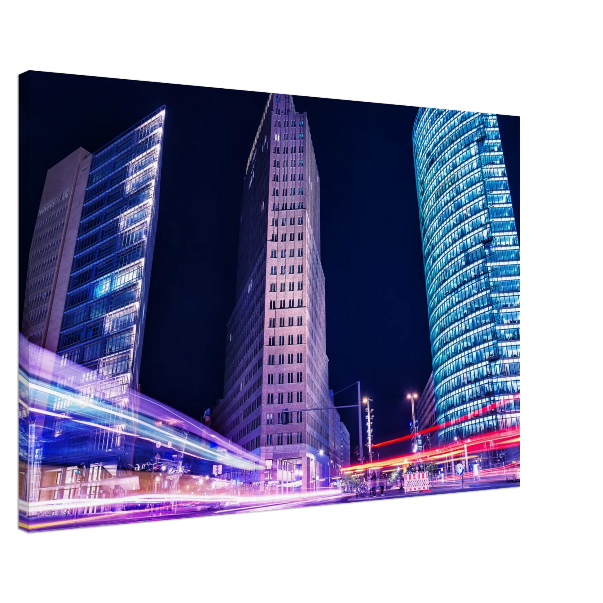 Dekoration mit Charakter. Berlin bei Nacht Canvas Art Print – Premium Textured Wandbild: zeitlos und harmonisch. Eine besondere Bereicherung für jeden Raum.