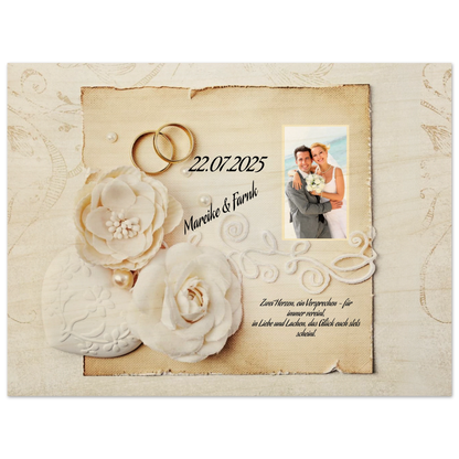Für ewige Momente voller Liebe. Geschenk zur Hochzeit - Hochwertiger Holzdruck aus Birkenholz für rustikale Wandkunst: zeitlos und liebevoll gestaltet. Ein bleibendes Andenken an einen einmaligen Tag.