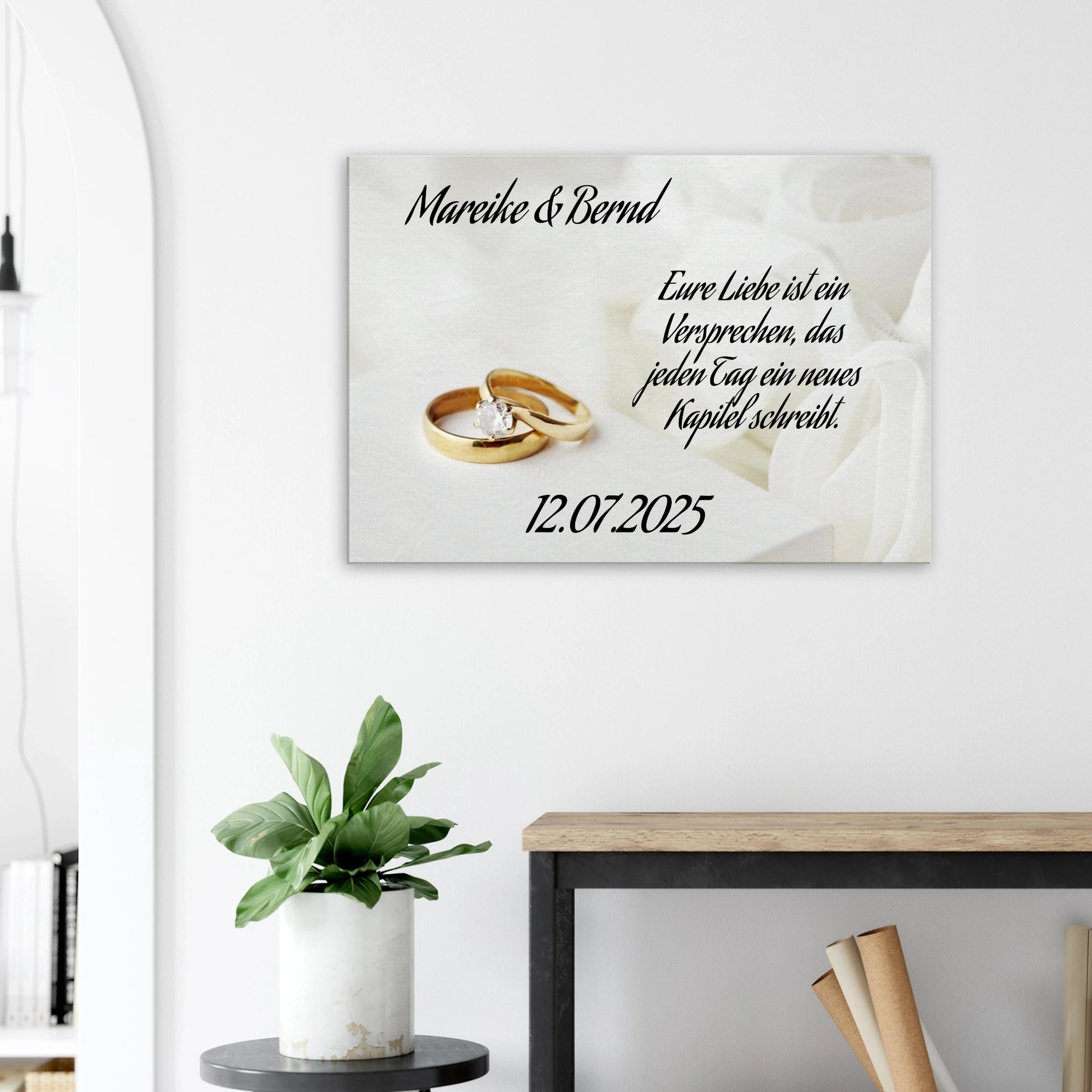 Perfektes Geschenk zur Hochzeit. Personalisierte Hochzeits-Leinwand – Zeitloser Kunstdruck: ideal als persönliches Geschenk. Ein bleibendes Andenken an einen einmaligen Tag.