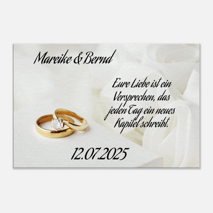 Festgehaltene Gefühle zur Hochzeit. Personalisierte Hochzeits-Leinwand – Zeitloser Kunstdruck: ideal als persönliches Geschenk. Ideal für frisch Vermählte und verliebte Paare.
