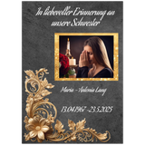 Dekoration mit Charakter. Trauerspruch schwester- Dankeskarte handgemacht als Kunstdruck: für stilvolle Raumgestaltung. Eine besondere Bereicherung für jeden Raum.