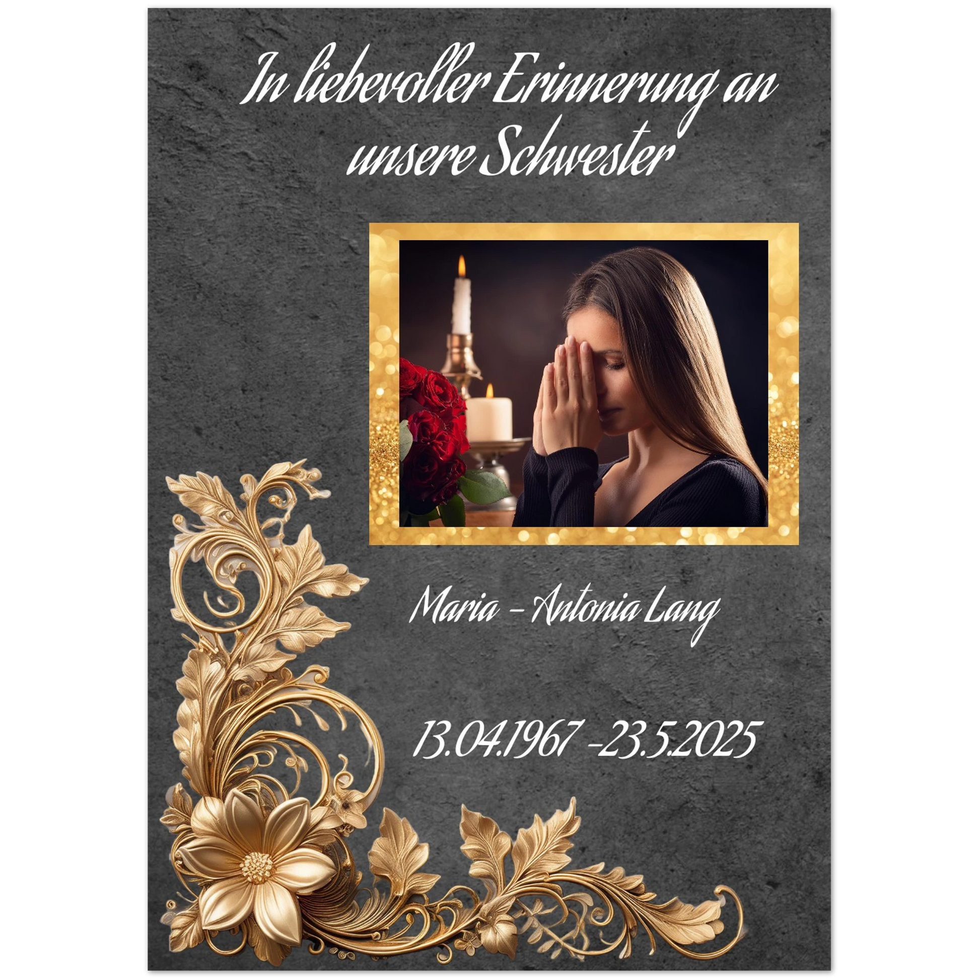 Dekoration mit Charakter. Trauerspruch schwester- Dankeskarte handgemacht als Kunstdruck: passt in jedes Ambiente. Schlicht, elegant und wirkungsvoll.
