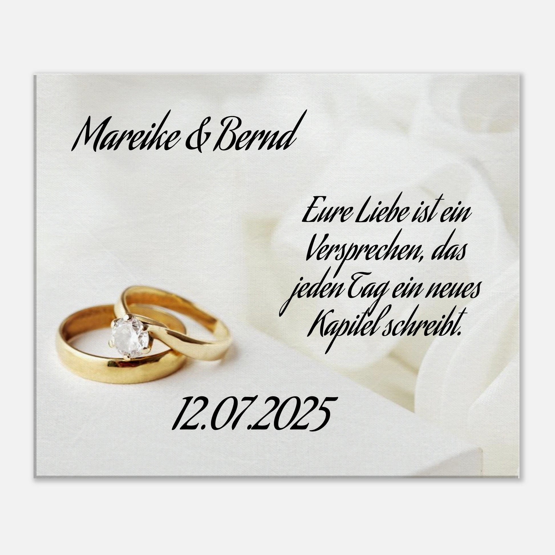 Romantische Dekoration mit emotionaler Tiefe. Personalisierte Hochzeits-Leinwand – Zeitloser Kunstdruck: ideal als persönliches Geschenk. Eine besondere Geste mit Bedeutung.