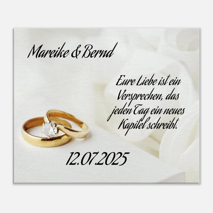 Romantische Dekoration mit emotionaler Tiefe. Personalisierte Hochzeits-Leinwand – Zeitloser Kunstdruck: ideal als persönliches Geschenk. Eine besondere Geste mit Bedeutung.