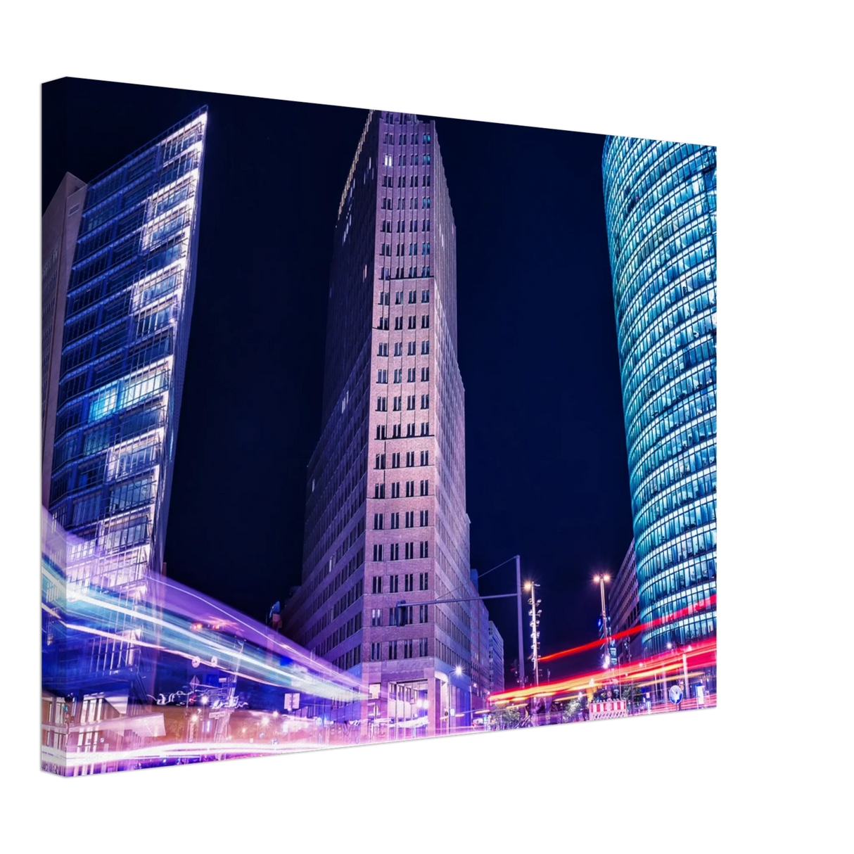 Dekoration mit Charakter. Berlin bei Nacht Canvas Art Print – Premium Textured Wandbild: zeitlos und harmonisch. Schlicht, elegant und wirkungsvoll.