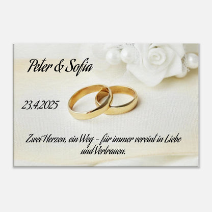 Perfektes Geschenk zur Hochzeit. Personalisiertes Geschenk zur Hochzeit – Kunstdruck auf Leinwand für Ihr Zuhause: symbolisiert Liebe und Zusammenhalt. Ein bleibendes Andenken an einen einmaligen Tag.