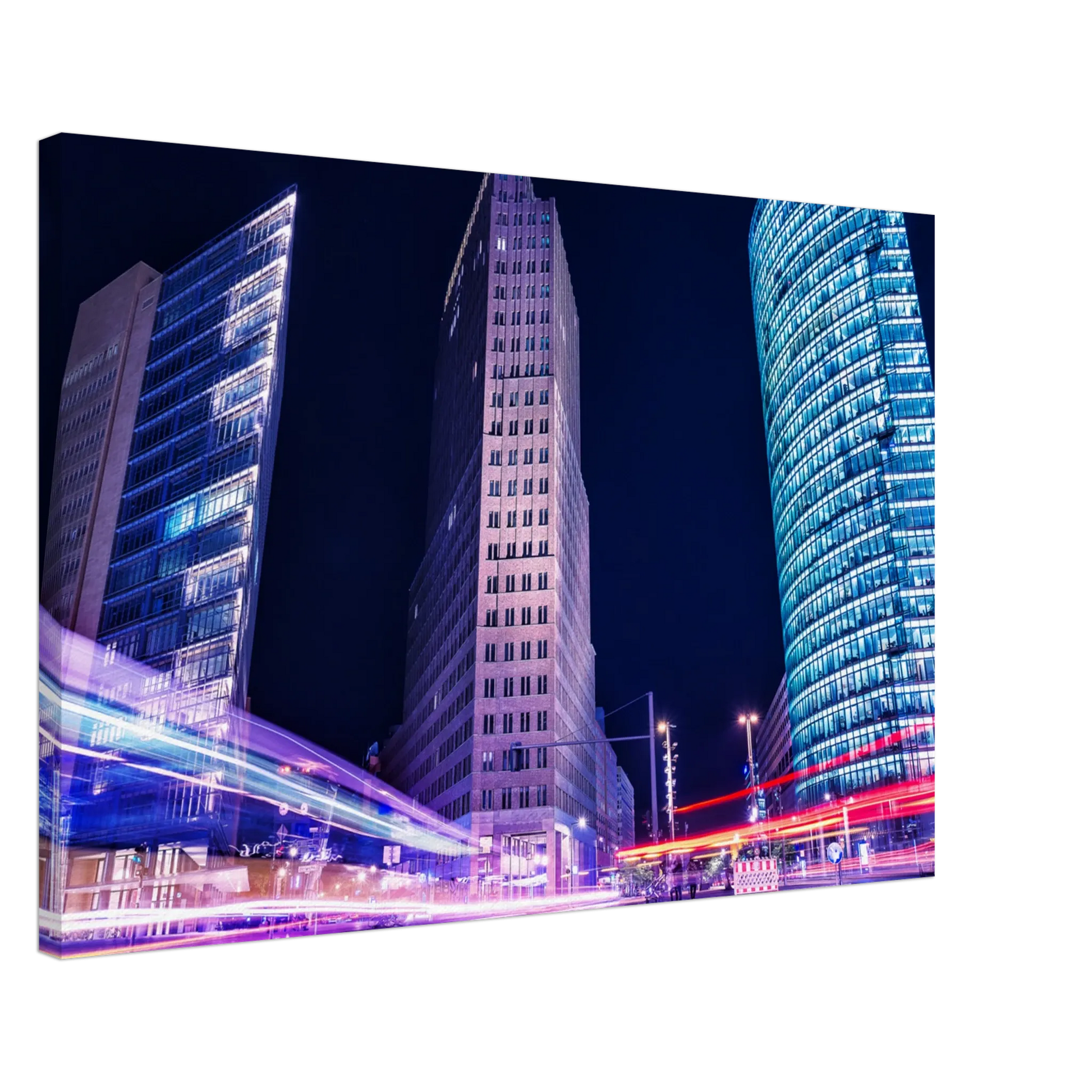 Stimmungsvolle Wandkunst für stilvolle Räume. Berlin bei Nacht Canvas Art Print – Premium Textured Wandbild: passt in jedes Ambiente. Schlicht, elegant und wirkungsvoll.